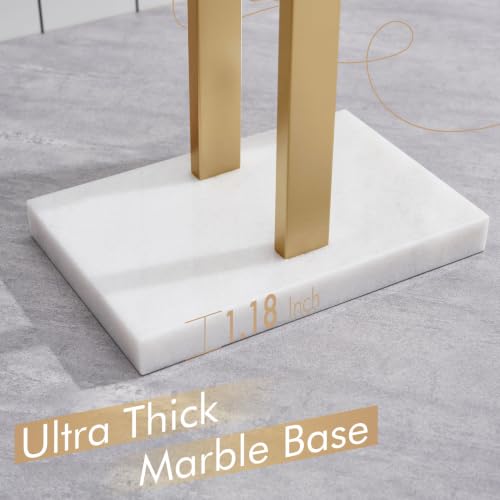 Image of KOKOSIRI Bathroom Towel Rack 2-Tier Free Standing Towel Bars with Marble Base, Stainless Steel Stand Towels Holder, Thicken Steady Design, Champagne Bronze THS0003-CPG