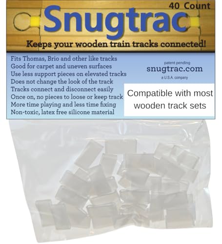 Sure Trac Wooden Train Track Fasteners for Wooden Railroad Set | Holds Wood Tracks Together | Set Accessories | Train Table Toddler Train Set Track Supports | for Wood Train Table |40ct