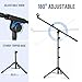 CAHAYA Mic Stand Floor Adjustable - Tripod Boom Arm Microphone Stand with Carrying Bag 2 Mic Clips 3/8