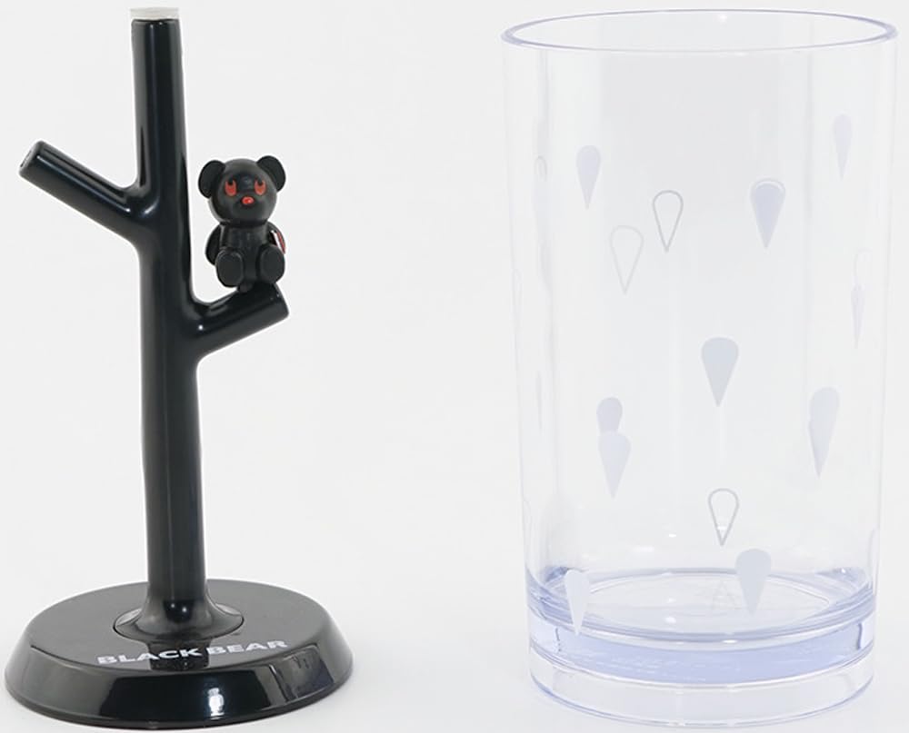 Hassey Top-in Cup Stand Black Bear Gargle Mouthwash Cup Capacity 3.4 fl oz (90 ml), Stand/Diameter 2.6 x Height 4.5 inches (6.5 cm) x Height 4.5 inches (11.6 cm), Cup/Diameter 2.6 inches (6.5 cm) x