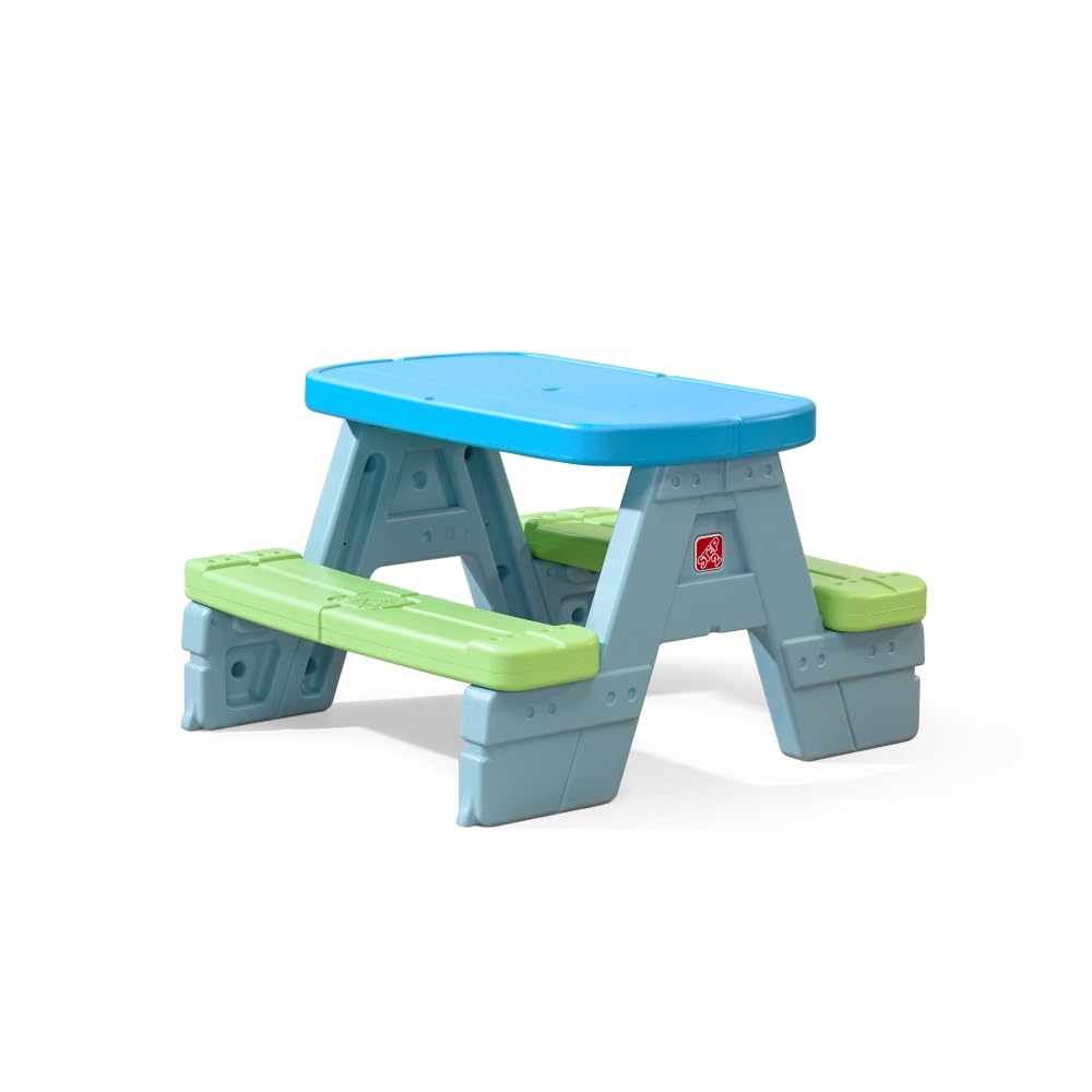 Step2 Sun & Shadel Kids Picnic Table with Removeable Umbrella, Indoor/Outdoor Toys, Fits 4 Children, Made of Durable Plastic, For Toddlers 1.5-4 Years Old