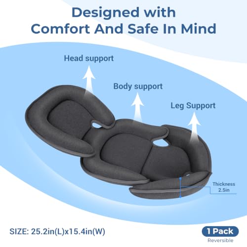 Image of COOLBEBE Upgraded Babybody Supports for Baby Newborn, Grey | Extra Soft Stroller Cushion Pads Car Seat Insert, Perfect for Carseats, Strollers, Swings