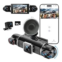 360° Dashcam Auto Vorne Hinten 4 Kanal Dash Cam Auto Kamera FHD 2K+1080Px3,4×140° Weitwinkel,WDR-Nachtsicht (8 IR-LEDs), 3 IPS Display,G-Sensor,24/7 Parkmodus,Loop-Aufnahme, inkl. 64GB SD-Karte, App