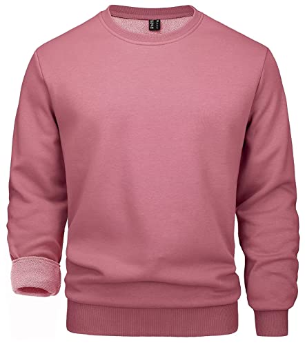 Magcomsen Crew Neck Sweater For Men Crewneck Sweatshirt Sudaderas De Hombre Sweatshirts For Men Fleece Pullover Men Caucal Warm Sweatshirt Grey Pink cover