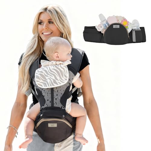 MOMTORY StowNGO Pro Baby Carrier, Safety-Certified 6-in-1 Ultra Storage Baby Carrier Newborn to Toddler, Front & Back Baby Holder Carrier with Hip...