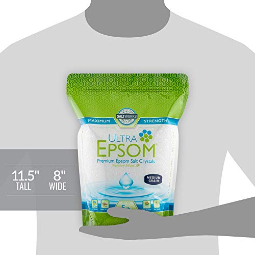 SaltWorks Ultra Epsom Bath Salt, Unscented, Medium Grain, 5 Pound Bag