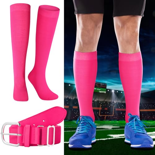 Image of Haysandy Baseball or Softball Sock and Belt Combo Set 5 Football Baseball Socks with Softball Belt for Kids Youth Boys