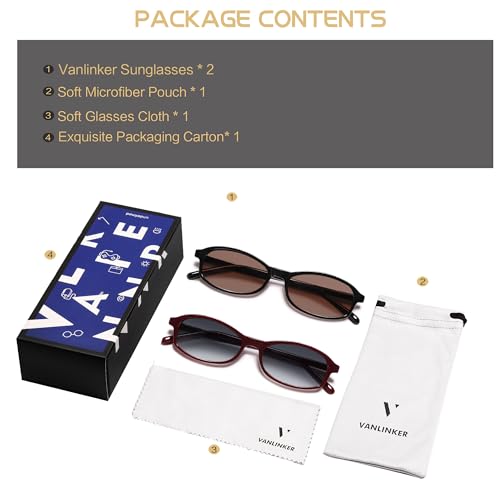 Image of VANLINKER Retro Polarized Rectangle Sunglasses Womens Trendy 90s Small Square Sunnies Vintage Narrow Thin Frame VL9855
