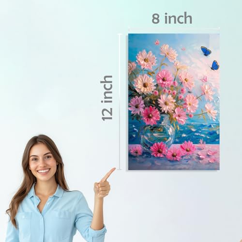Image of SiddArtify Floral Impasto Painting Set - Pink Blue and Red Flower Art Prints - 300GSM Board - 8x12 Inch - Pack of 6 Wall Room Decoration art Poster Prints
