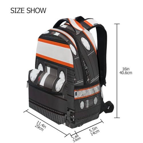 Old Cassette Tape Music Backpack for School Boys Girls Adults Kids Bookbag Laptop Bag 15L4