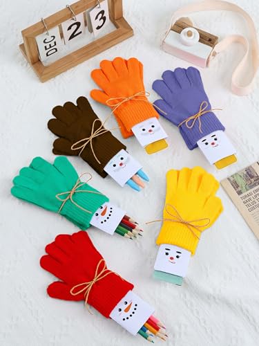 Image of Cooraby 12 Pairs Kid's Winter Magic Gloves Children Stretchy Warm Magic Gloves Boys or Girls Knit Gloves for 6-12 Years