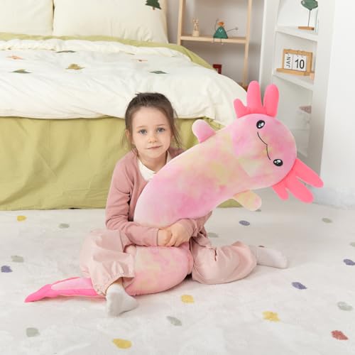 Image of MaoGoLan 48 inch Axolotl Plush Pillow, Glow in The Dark Plush Toy, Rainbow
