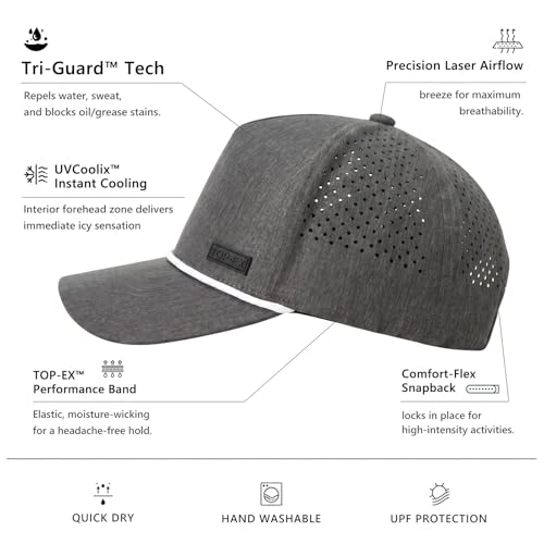 Image of TOP-EX Performance Baseball Hat for Men Water Resistant Golf Cap Running Cooling Snapback Laser Perforated