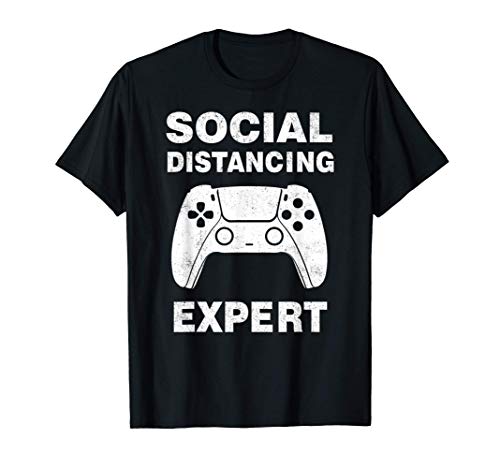 Social Distancing Expert Gaming Video Gamer Boys Men Gift Camiseta