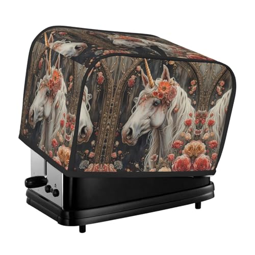 Copertura per tostapane a 2 fette, motivo floreale vintage bianco, con tasche per piccoli elettrodomestici da cucina, copertura per piccoli elettrodomestici e protezione dalle impronte digitali