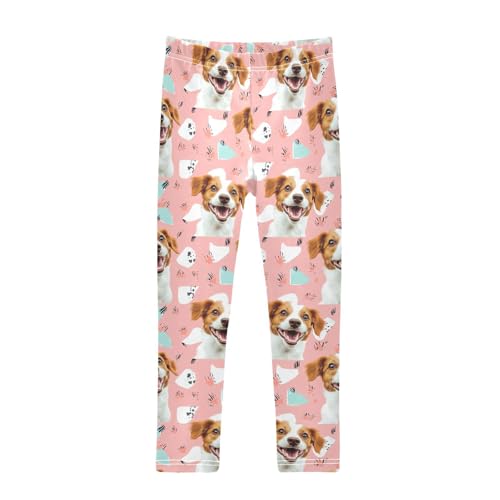 Lovely Dog Pink Animal Girls Casual Leggings for Kids Printed Long Pant Bottoms Stretch and Soft
