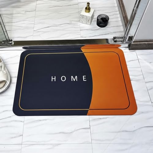 Image of MAXOSHINE PVC Bathroom Mats Anti Slip | Water Absorbent Bath Floor Mat | Quick Dry Anti Skid Bathroom Mats for Home | Door Mat for Wet Area 40x60 CM (Home - Orange)