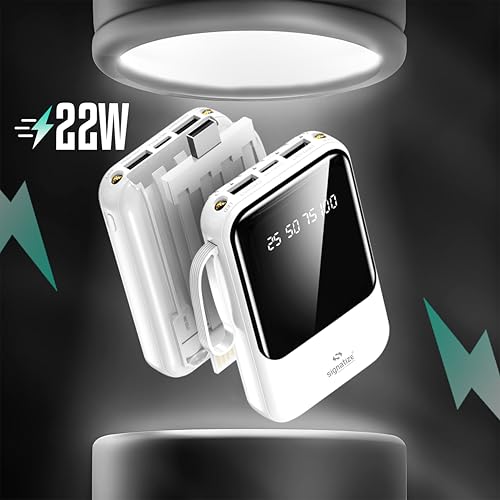 Image of 10000mAh Power Bank, 22W Fast Charging, LED Display, Multiple USB Ports, Smart Chip Technology (White)