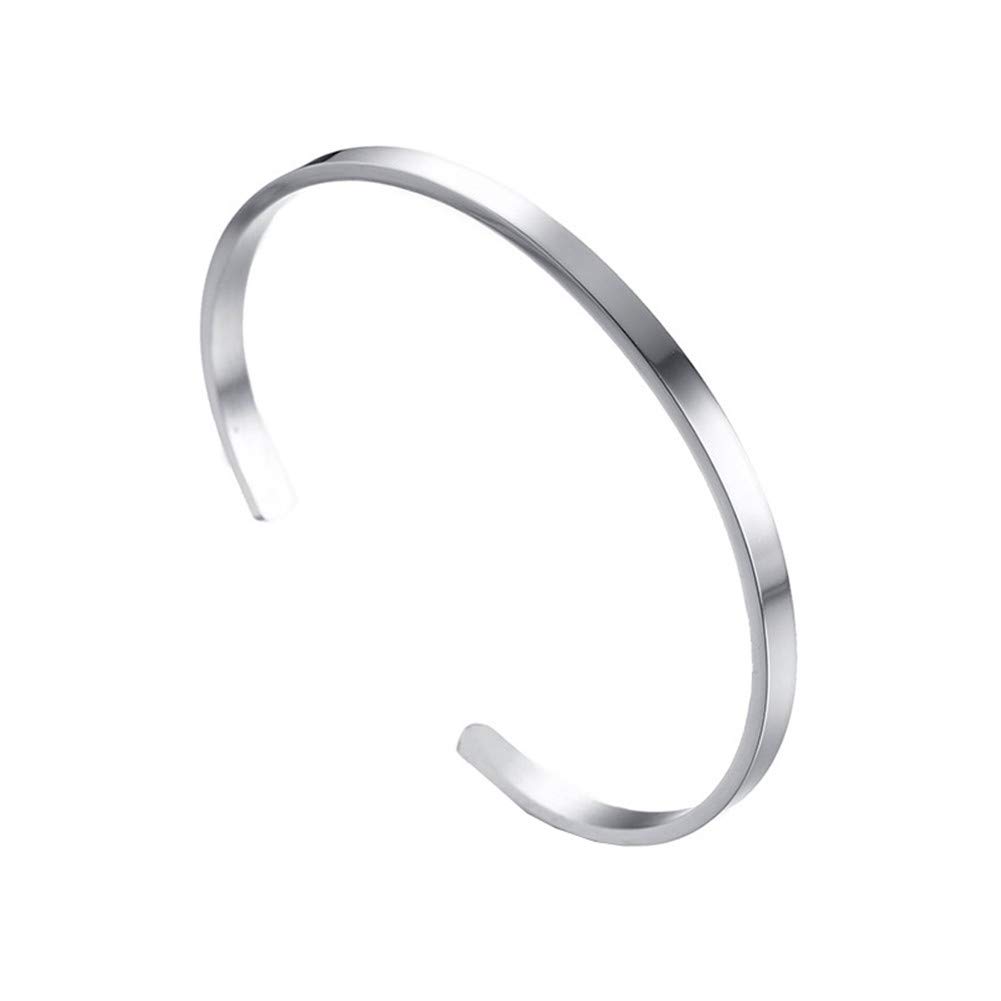 PAURO Hombre Mujer Acero Inoxidable Apertura Llanura Pulsera para Unisex Puño
