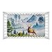Bull Deer Snow Mountain Forest - Personalized Crib Fitted Sheets with Name for Baby - Customized Mattress Sheet for Standard Crib Size - Breathable Nursery Bedding Sheets for Girl & Boy