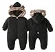 Happy Cherry - Baby Overall Winter mit Kapuze Winter Schneeanzug Mädchen Junge mit Fleecefutter Warme Strampler Neugeborenes Kinder Schneeanzüge mit Reißverschlüssen - 18-24 Monate - Schwarz