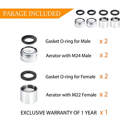 UMIRIO Faucet Aerator Replacement Faucet Parts Screen Replacement Bathroom Kitchen Sink Aerator Kit Lavatory Water Aerator Insert Adapter High Flow Faucet Filter Restrictor,1.5 gpm male female - Thumbnail 7