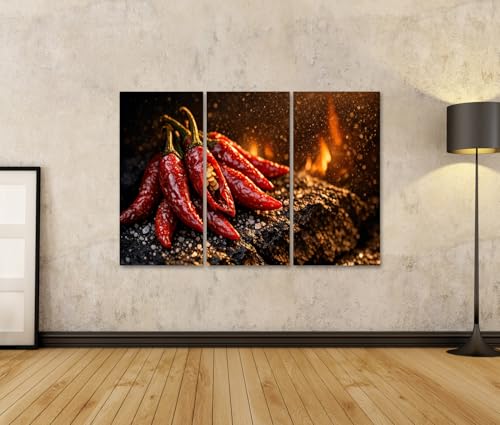 Tableau triptyque piments rouges pour raviver un mur blanc - 2