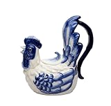 31996 Fine Ceramic Dutch Blue Country Rooster Teapot, 7-3/4' L