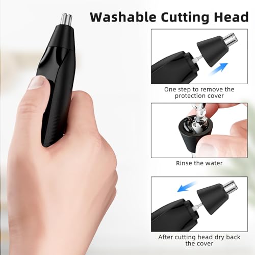 Setonia Nose Hair Trimmers for Men,Rechargeable Eyebrow Trimmer 2 in 1 Painless Multifunctional Ear and Nose Hair Trimmer with Dual Edge Blades Portable Design (Black) - Thumbnail 3