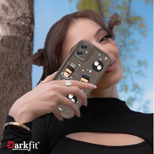 Image of DARKFIT Back Case Cover Compatible with Samsung Galaxy F05 / A05 | Cute Fun Cartoon Ball 3D Coffee Silicone Case | Body Protection | Camera Protection | Shock Proof | Color Brown | Pack of 1
