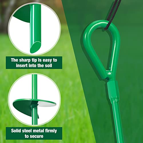 Tondiamo 18 Inch Long Ground Anchor Kit, 3 Inch Wide Helix, Heavy Duty Earth Augers Solid Steel Shaft with Drill Bit for Tents, Swing Sets, Securing Animals, Canopies, Sheds(Green, 6 Pcs) - Image 6