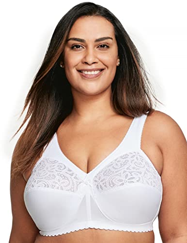 Glamorise Femme Magiclift Grand Maintien Coton sans Armature #1001 Soutien Gorge, Blanc, 110H EU