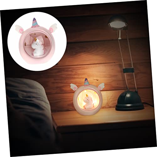 Lámpara de mesa de luz nocturna unicornio rosa miniatura 2