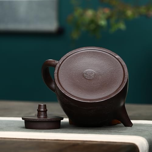 SILINE Zisha Large Tea Pot 14.2 Oz,Chinese Genuine Yixing Clay HandmadeTeapot with Filter,Infuser Kung Fu Loose Leaf Tea Maker -Zini Purple Clay
