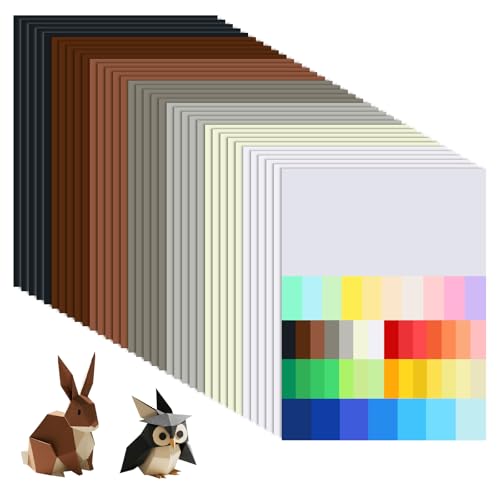 MUWINC Brown & Neutral A4 Cardstock Pack - 35 Sheets 180gsm Coloured Craft Card Paper for Vintage Crafts and Elegant Projects