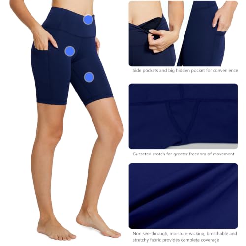 Image of baleaf Women's High Waist Biker Shorts with 3 Pockets