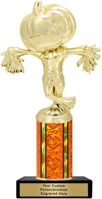 K2AWARDS Scarecrow Pumpkin Halloween Trophy Award - 9 Inch Trophy with Custom Engraved Plate