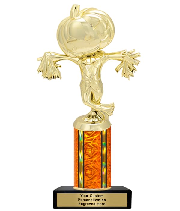 K2AWARDS Scarecrow Pumpkin Halloween Trophy Award - 9 Inch Trophy with Custom Engraved Plate