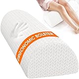SweetSlubr Knee Pillow for Side Sleepers, Half Moon Memory Foam Bolster Pillow for Legs, Ergonomic Design Wedge Elevation Pillow for Side & Back Sleeping, Under Knee Support, Foot, Ankle, Lumbar,White