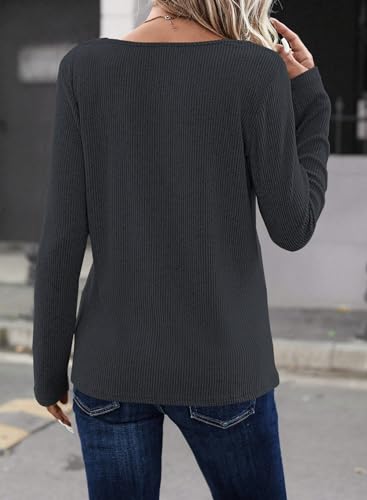 Image of LOLONG Womens Long Sleeve V Neck T Shirts Casual Basic Work Tops Trendy