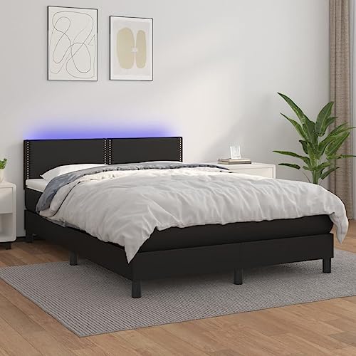 Festnight Polsterbett 140 x 200 cm, Bett Komplett, Set mit Matratze, Lattenrost und Kopfteil, LED, Boxspringbett mit Matratze Kunstleder, Bett mit Matratze,Bett mit Lattenrost und Matratze Schwarz Festnight Polsterbett 140 x 200 cm, Bett Komplett, Set mit Matratze, Lattenrost und Kopfteil, LED, Boxspringbett mit Matratze Kunstleder, Bett mit Matratze,Bett mit Lattenrost und Matratze Schwarz