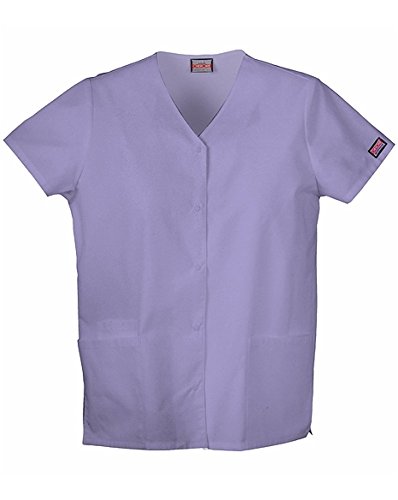 Cherokee Women's Workwear Scrubs Snap Front V-Neck Top, Orchid, X-Large