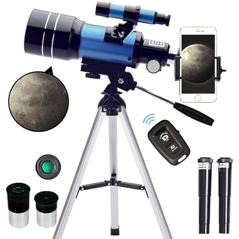 ToyerBee Telescope for Adults & Kids, 70mm Aperture (15X-150X) Portable Refractor Telescopes for Astronomy Beginners, 300mm Professional Travel Telescope with A Phone Adapter& A Wireless Remote Cover