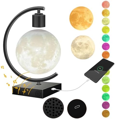 Magnetic Levitating Moon Lamp with Bluetooth Speaker 18W Fast Cha...