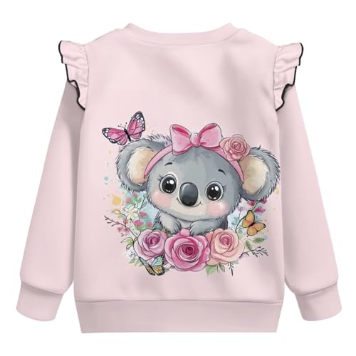 Girls Ruffle Long Sleeve Crewneck Sweatshirt Comfortable Girls' Long Sleeve Crewneck Pullover Sweater 1-82
