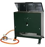 Gewächshausheizung 4kW mit Thermostat und Piezozündung für Wandmontage oder im Stand montierbar Gasheizer inkl. Schlauch HPV made in Germany Frostwächter (Mit Druckminderer (Außenbereich))