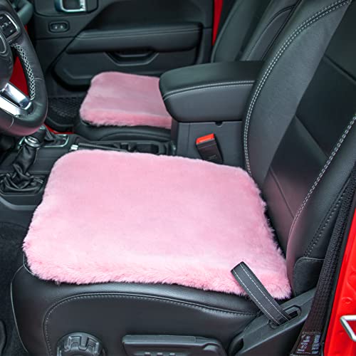 Xyzctem Soft Genuine Sheepskin Car Seat Cushion, Soft Wool Seat Pad Warm For Car And Office Chair Non-Slip Universal Fit,19.2 Inch X19.2 Inch (Front Seat Cushion 1Pc,Pink) #TOP1