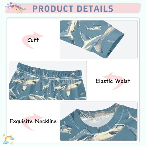 ALAZA Blue Shark Watercolor 2 Piece Pajama Set Long Sleeve Top and Pants Sleepwear Unisex4