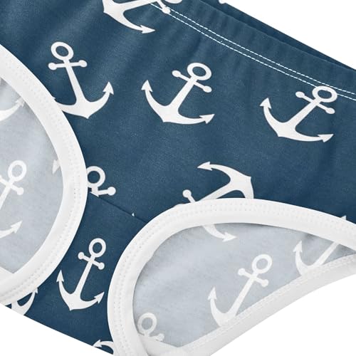 Cotton Toddlers Underwear Floral White Anchors Navy Blue Girl Panties Cute Fancy Kids Briefs Undies 2t4