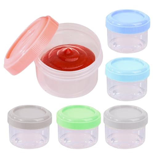Ollas De Salsa Contenedor - Contenedores De Comida Redonda | Caja De Salsa Con Bisagras | Cajas De Ensalada Apilables | Microondas Safe Tiny Condment | Sin Deformación De Alta Temperatura Pequeña L